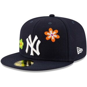 Men's New York Yankees New Era Navy Chain Stitch Floral 59FIFTY - Fitted Hat
